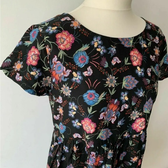 Brave Soul Black Floral Smock Dress Size S - Picture 3 of 7